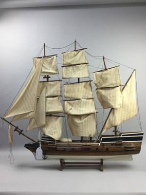 Lot 416 - A MODEL GALLEON AND OTHERS