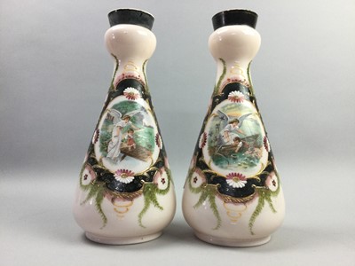Lot 376 - A PAIR OF VICTORIAN OPAQUE GLASS VASES