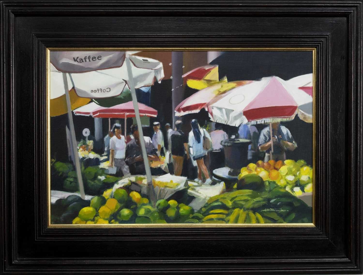 Lot 32 - THE FRUIT MARKET, FUNCHAL, AN OIL BY ALASTAIR THOMSON