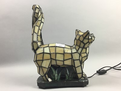 Lot 434 - A LOT OF TWO LEADED GLASS TABLE LAMPS MODELLED AS CATS