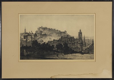 Lot 120 - EDINBURGH CASTLE, AN ETCHING BY ANDREW AFFLECK
