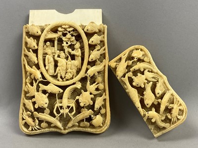 Lot 686A - A GOOD CHINESE CANTON CARVED IVORY CARD CASE