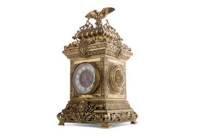 Lot 590 - A LATE 19TH CENTURY FRENCH BRASS MANTEL CLOCK
