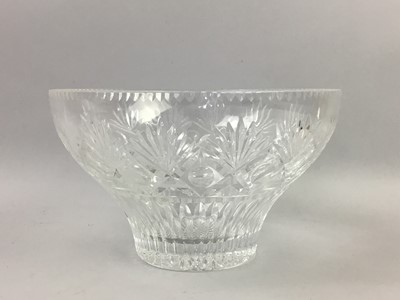 Lot 665 - A CRYSTAL DECANTER AND OTHER CRYSTAL AND GLASS WARE