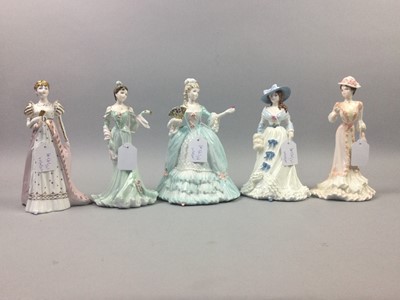 Lot 561 - A COALPORT FIGURE OF QUEEN ELIZABETH THE QUEEN MOTHER AND OTHERS