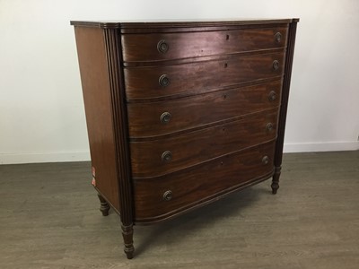 Lot 590 - AN EARLY 19TH CENTURY MAHOGANY CHEST OF DRAWERS