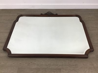 Lot 595 - A MAHOGANY WALL MIRROR