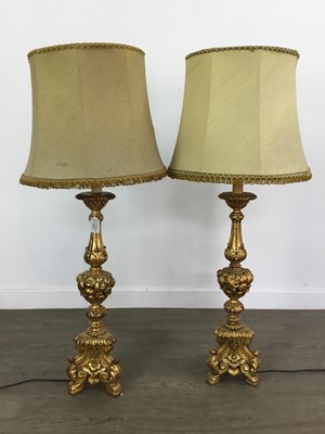 Lot 314 - A PAIR OF GILDED TABLE LAMPS AND ANOTHER