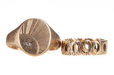 Lot 441 - TWO GOLD RINGS AND A BRACELET