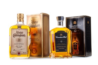 Lot 212 - ALISTAIR CUNNINGHAM'S 50 YEARS 75CL AND CANADIAN CLUB 12 YEAR OLD CLASSIC