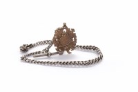 Lot 1211 - SILVER ALBERT LINK CHAIN AND NINE CARAT GOLD...