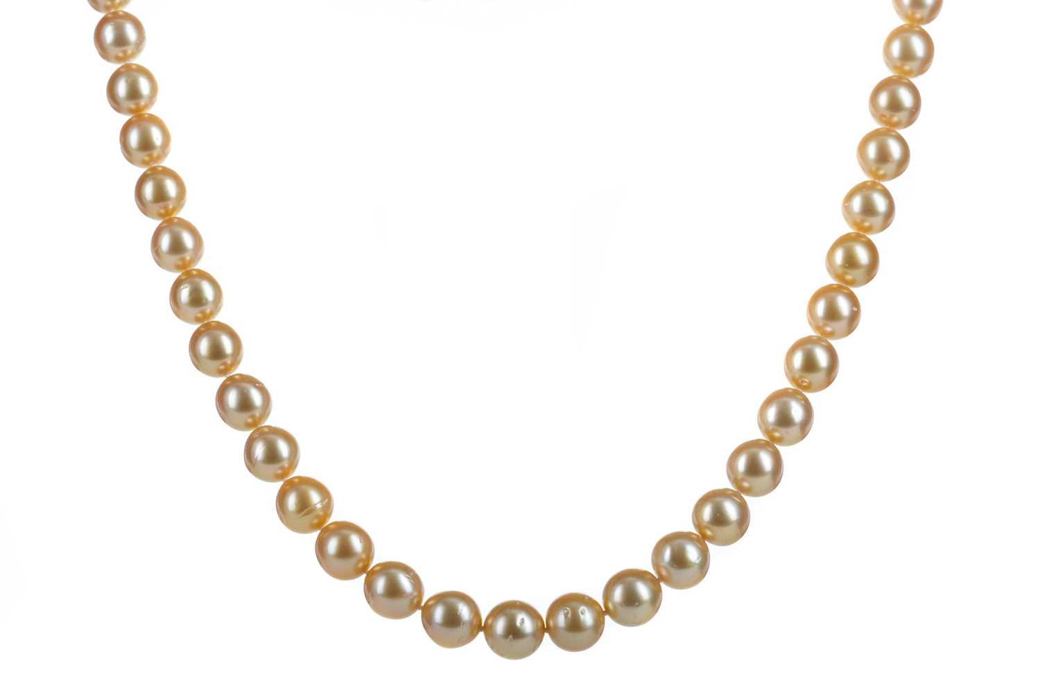 Lot 532 - A STRING OF FAUX GOLDEN PEARLS