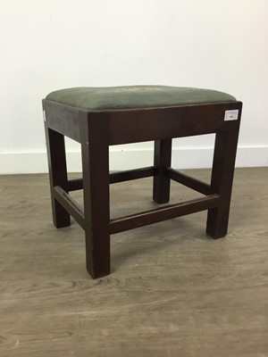 Lot 640 - A MAHOGANY STOOL AND AN OAK STOOL