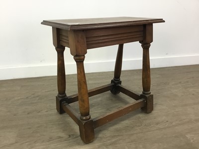 Lot 640 - A MAHOGANY STOOL AND AN OAK STOOL