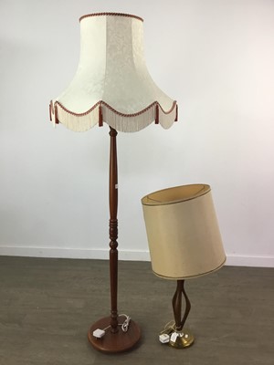 Lot 643 - A MAHOGANY FLOOR LAMP AND A RETRO TABLE LAMP