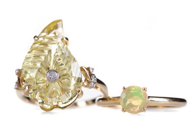 Lot 502 - AN ETHIOPIAN OPAL RING AND ONE OTHER