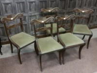 Lot 1217 - FIVE WILLIAM IV MAHOGANY SINGLE DINING CHAIRS...