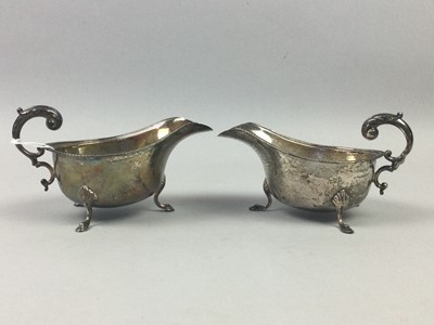 Lot 690 - A PAIR OF SILVER SAUCEBOATS