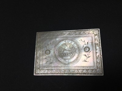 Lot 71 - A LOT OF FIVE CHINESE MOTHER OF PEARL GAMING COUNTERS