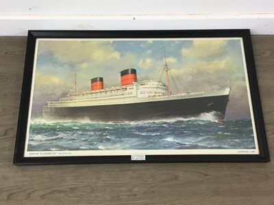 Lot 61 - A CUNARD LINE PRINT AND A PAINTING