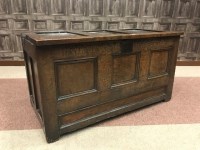 Lot 1245 - 17TH CENTURY OAK BLANKET CHEST with hinged...