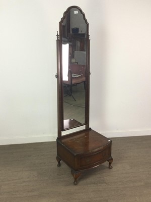 Lot 264 - A WALNUT CHEVAL MIRROR AND A CONTEMPORARY WINE RACK
