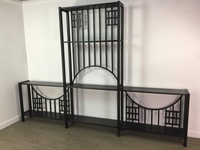 Lot 367 - AN EBONISED OPEN DISPLAY UNIT AND ANOTHER IN THE STYLE OF CHARLES RENNIE MACKINTOSH