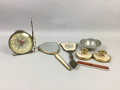 Lot 38 - A DRESSING TABLE SET ALONG WITH A SET OF SILVER PLATED GOBLETS