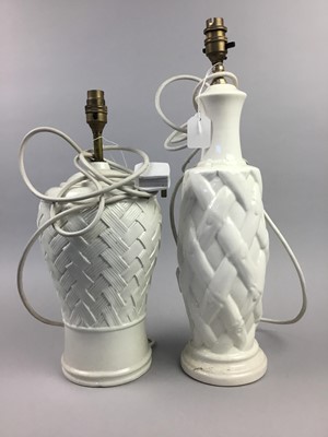 Lot 194 - A LOT OF THREE CERAMIC TABLE LAMPS
