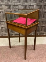 Lot 1256 - CIRCA 1920s OAK FRAMED BOOK DISPLAY CABINET...