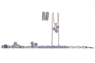 Lot 485 - A COLLECTION OF SILVER TANZANITE JEWELLERY