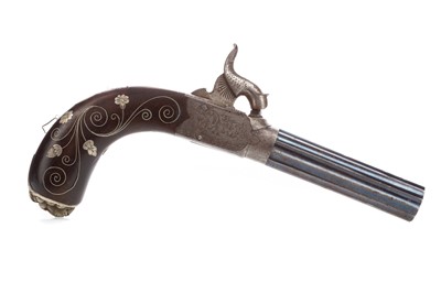 Lot 4 - A 19TH CENTURY PERCUSSION PISTOL BY CALVERT OF LEEDS