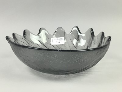 Lot 116 - A WEDGWOOD 'WAVE' PRESSED GLASS BOWL AND OTHER GLASS BOWLS