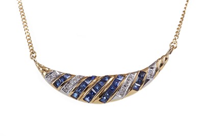 Lot 534 - A SAPPHIRE AND DIAMOND NECKLET