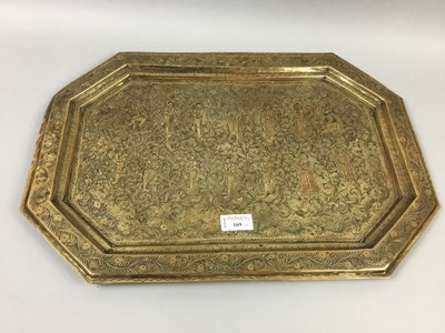 Lot 169 - AN INDIAN BRASS TRAY AND OTHERS