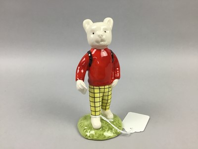 Lot 323 - A BESWICK FIGURE OF 'RUPERT WITH SATCHEL' AND OTHER FIGURES