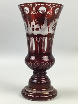 Lot 200 - A BAVARIAN RUBY FLASHED GLASS VASE ALONG WITH OTHER GLASS