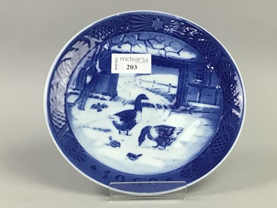 Lot 203 - A LOT OF THREE ROYAL COPENHAGEN CHRISTMAS PLATES AND OTHER CERAMICS