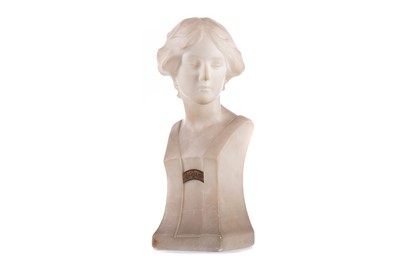 Lot 382 - AN ALABASTER BUST OF A LADY BY RICHARD PAULI
