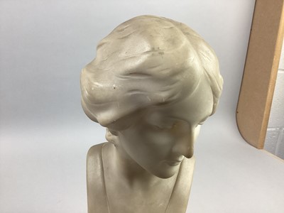 Lot 382 - AN ALABASTER BUST OF A LADY BY RICHARD PAULI