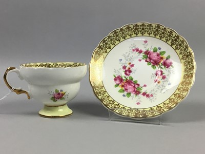 Lot 159 - A PART TEA SERVICE ALONG WITH GLASS WARE AND TWO BRASS PICTURE EASELS