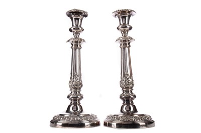 Lot 356 - A PAIR OF 19TH CENTURY OLD SHEFFIELD PLATE CANDLESTICKS