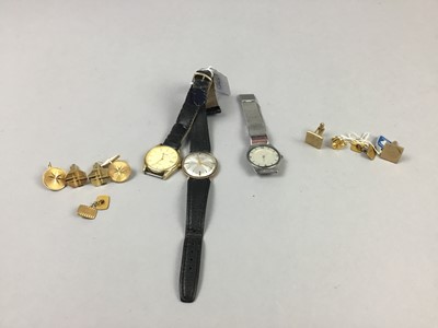 Lot 239 - A GENT'S GARRARD WRIST WATCH AND OTHER WATCHES AND CUFFLINKS