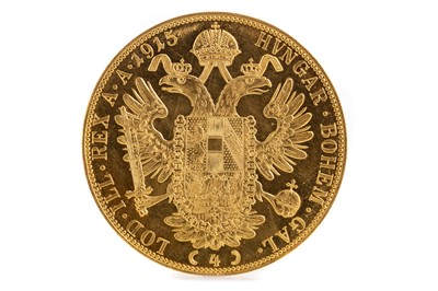 Lot 155 - AUSTRIAN GOLD FOUR DUCAT COIN DATED 1915