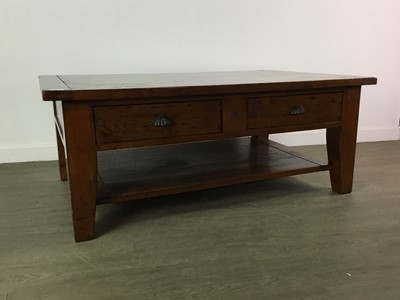 Lot 408 - A STAINED WOOD RECTANGULAR COFFEE TABLE