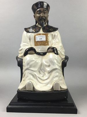 Lot 420 - A CERAMIC FIGURE OF AN ELDER AND OTHER OBJECTS