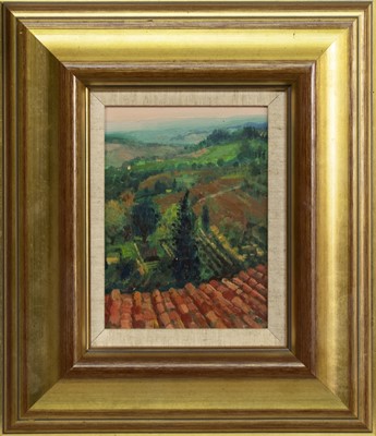 Lot 250 - LANDSCAPE IN TUSCANY, AN OIL BY WILLIAM BIRNIE