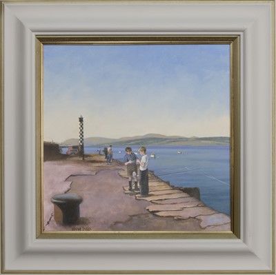 Lot 239 - DISCUSSING THE CATCH AND SOME OF THOSE LONG FORGOTTEN SEA MONSTERS, AN OIL BY WILLIAM DOBBIE