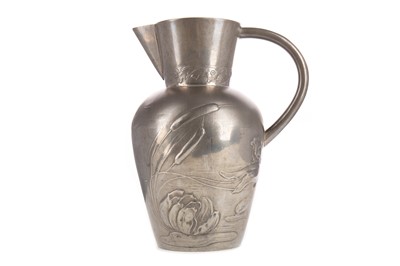 Lot 379 - A HUGO LEVEN FOR KAYSERZINN PEWTER ART NOUVEAU WATER JUG