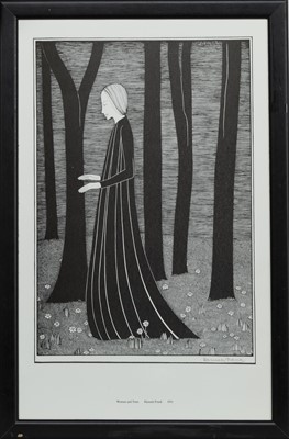 Lot 271 - WOMAN AND TREES, A LITHOGRAPH BY HANNAH FRANK